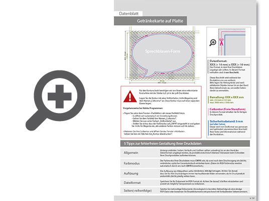 Product Bild getr__nkekarte_auf_platte_in_sprechblase-form_konturgefr__st___einseitig_4_0-farbig_bedruckt